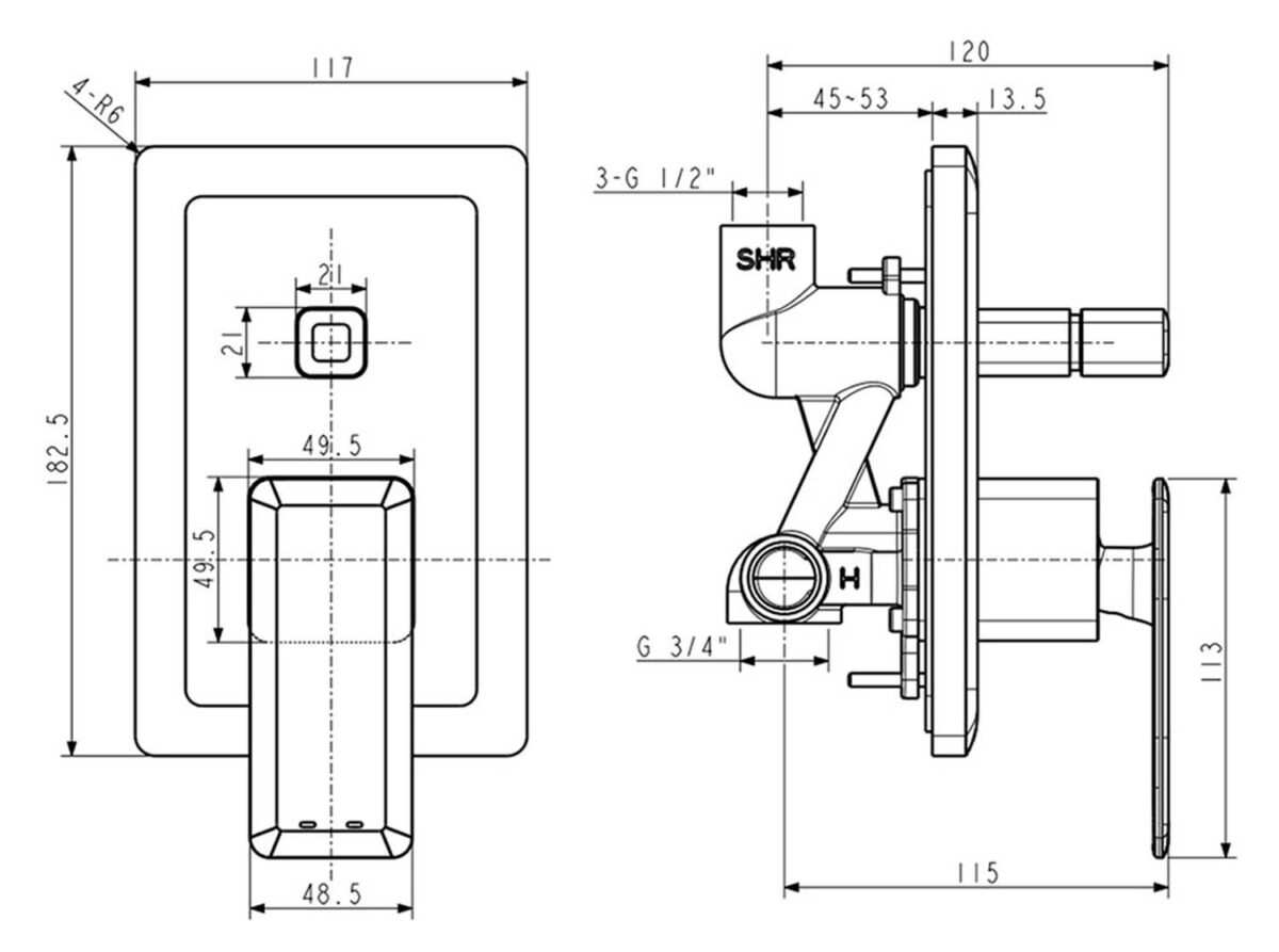 Vòi sen âm tường AMERICAN STANDARD WF-3128 1131280000 nóng lạnh - Ảnh 2