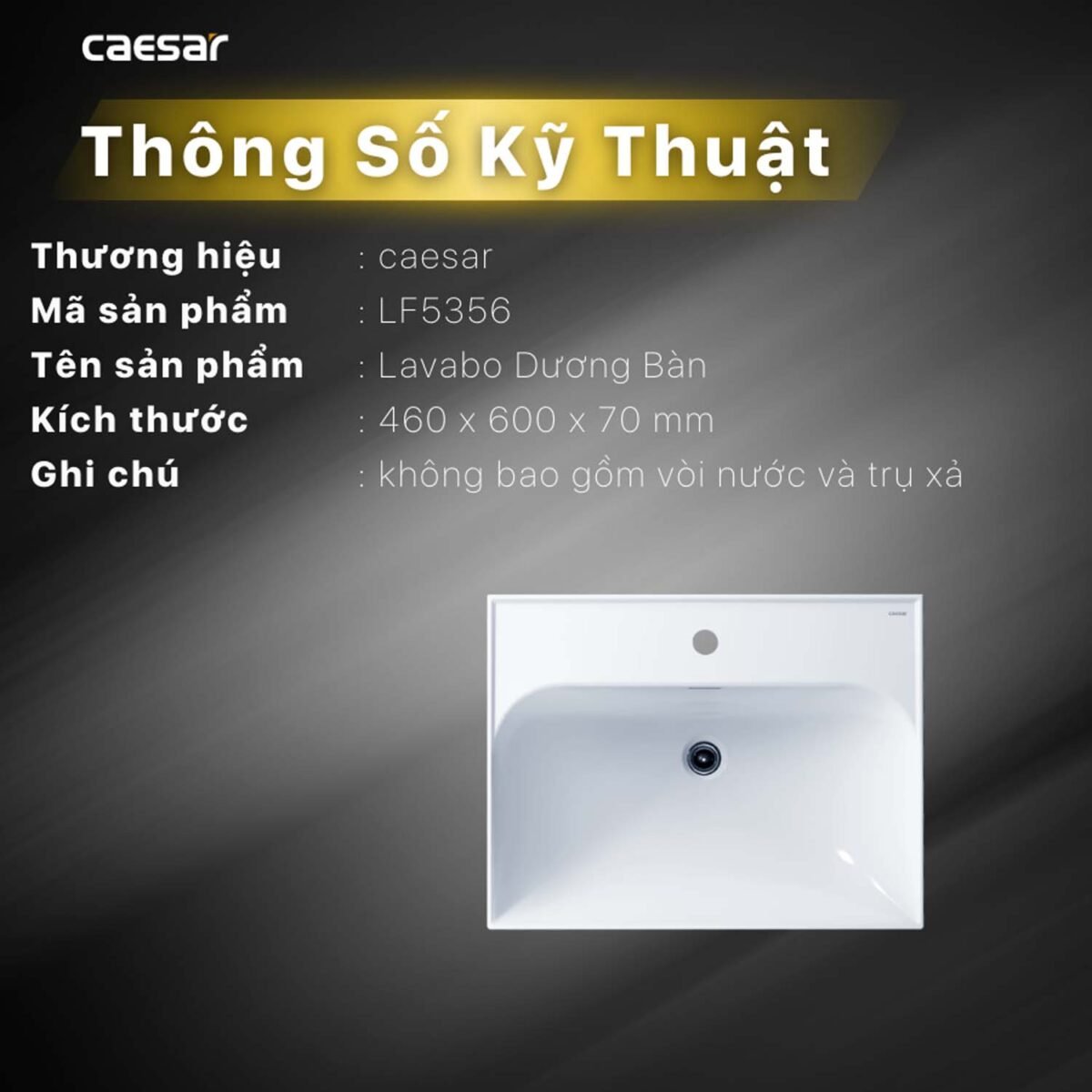 Chậu lavabo đặt bàn CAESAR LF5356 - Ảnh 2