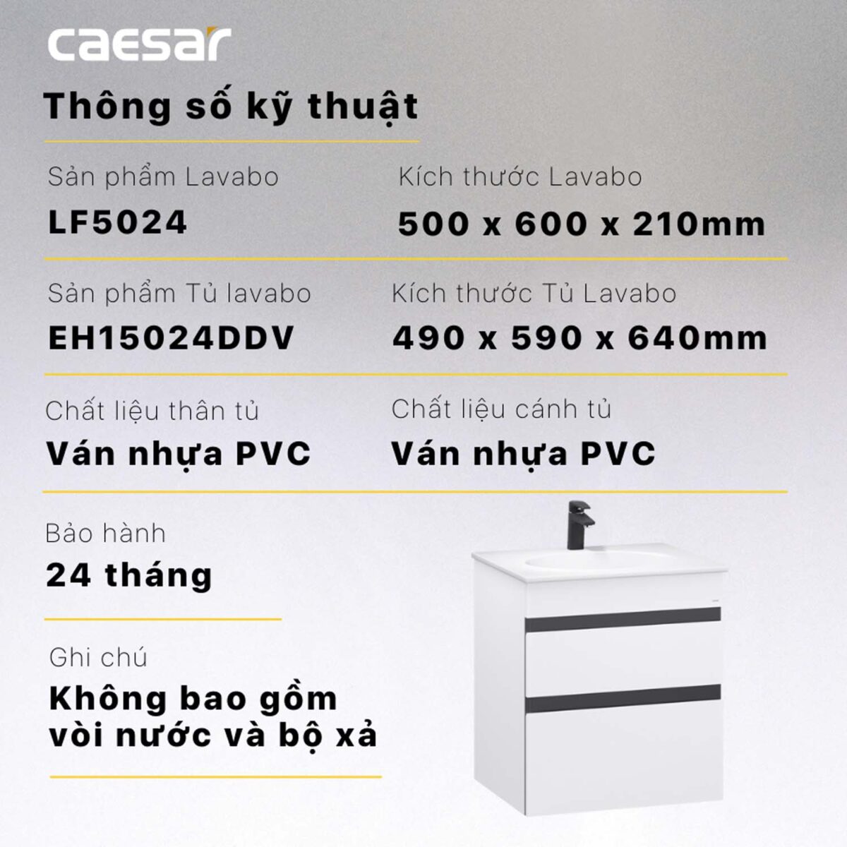 Tủ lavabo CAESAR LF5024 EH15024DDV - Ảnh 2