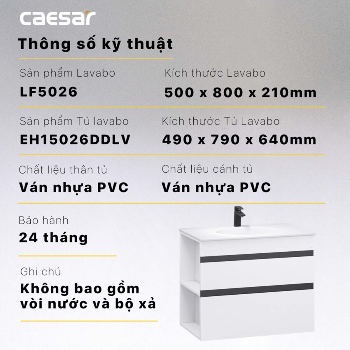 Tủ lavabo CAESAR LF5026 EH15026DDLV - Ảnh 2