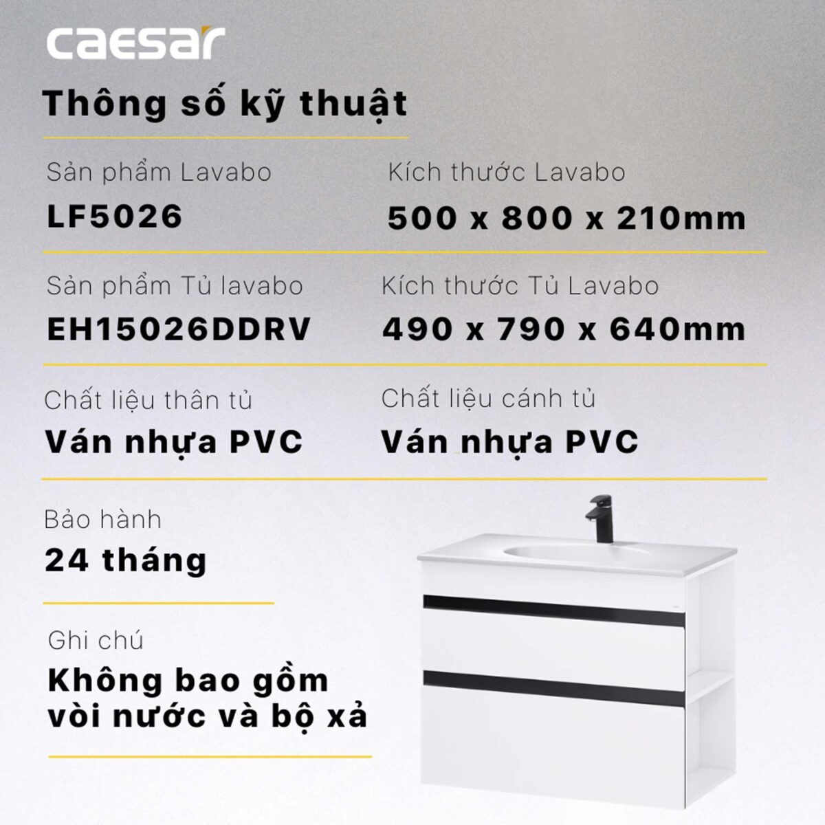 Tủ lavabo CAESAR LF5026 EH15026DDRV - Ảnh 2