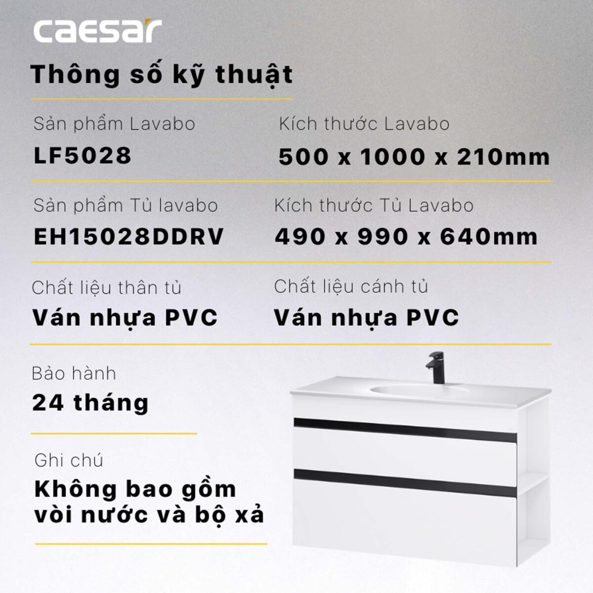 Tủ lavabo CAESAR LF5028 EH15028DDRV - Ảnh 2