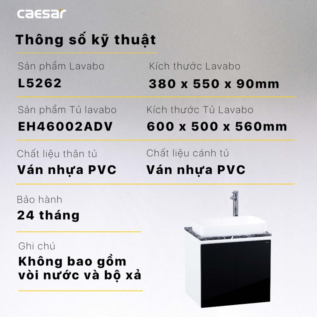 Tủ lavabo CAESAR L5262 EH46002ADV - Ảnh 2