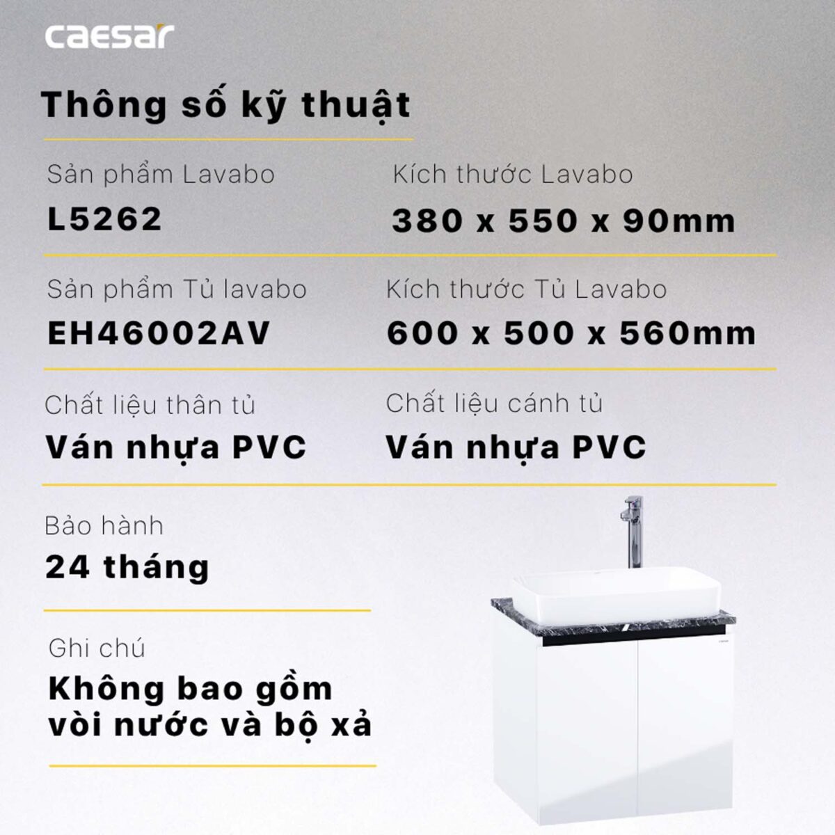 Tủ lavabo CAESAR L5262 EH46002AV - Ảnh 2