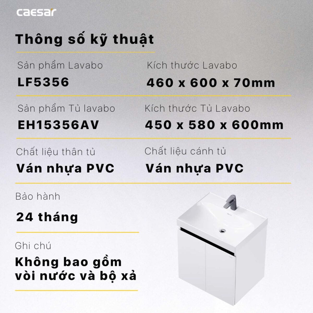 Tủ lavabo CAESAR LF5356 EH15356AV - Ảnh 2