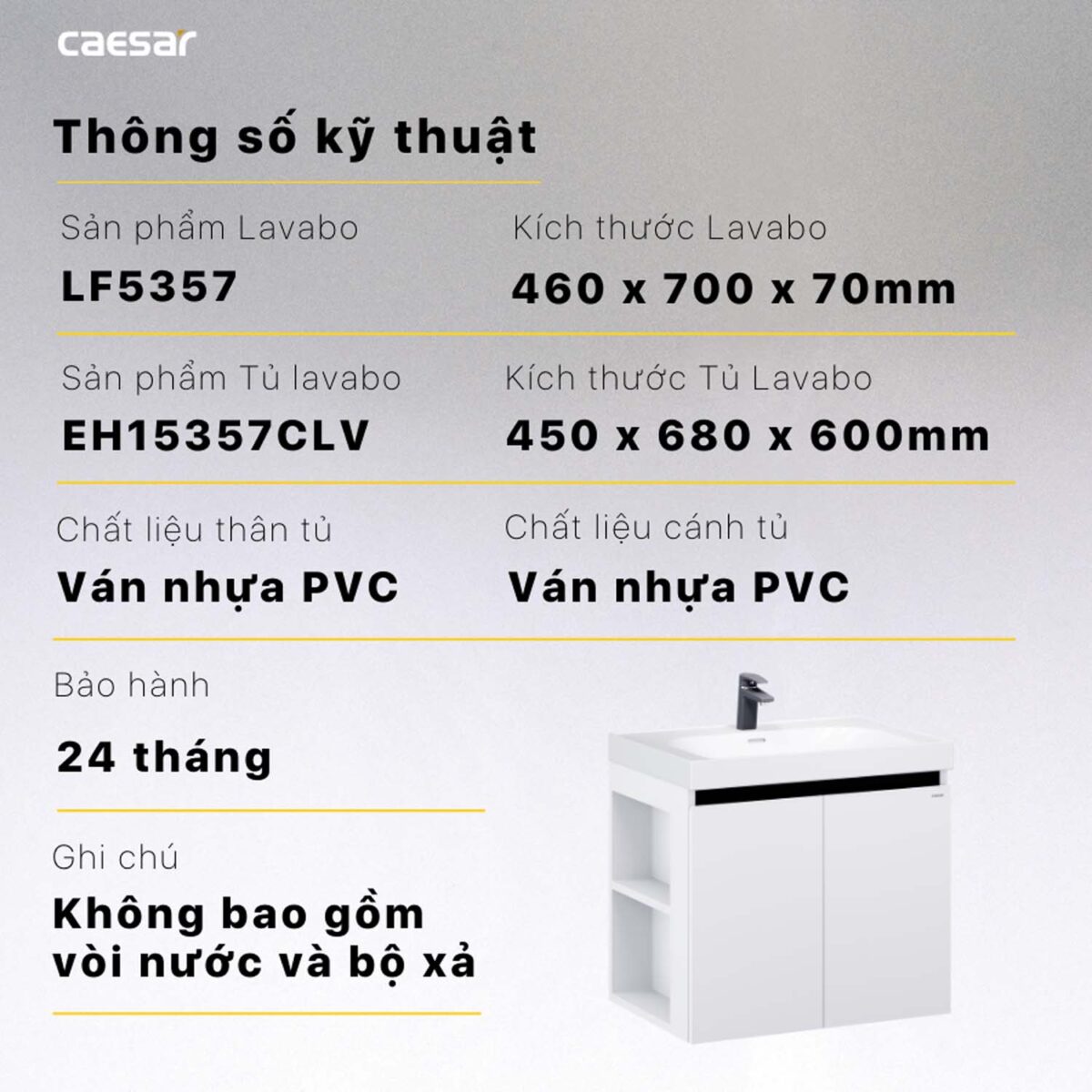 Tủ lavabo CAESAR LF5357 EH15357CLV - Ảnh 2