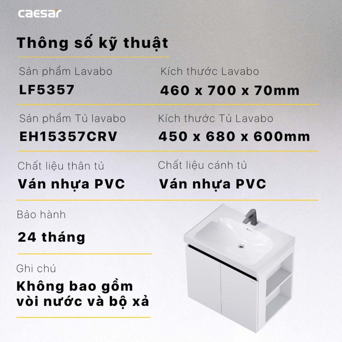 Tủ lavabo CAESAR LF5357 EH15357CRV - Ảnh 2