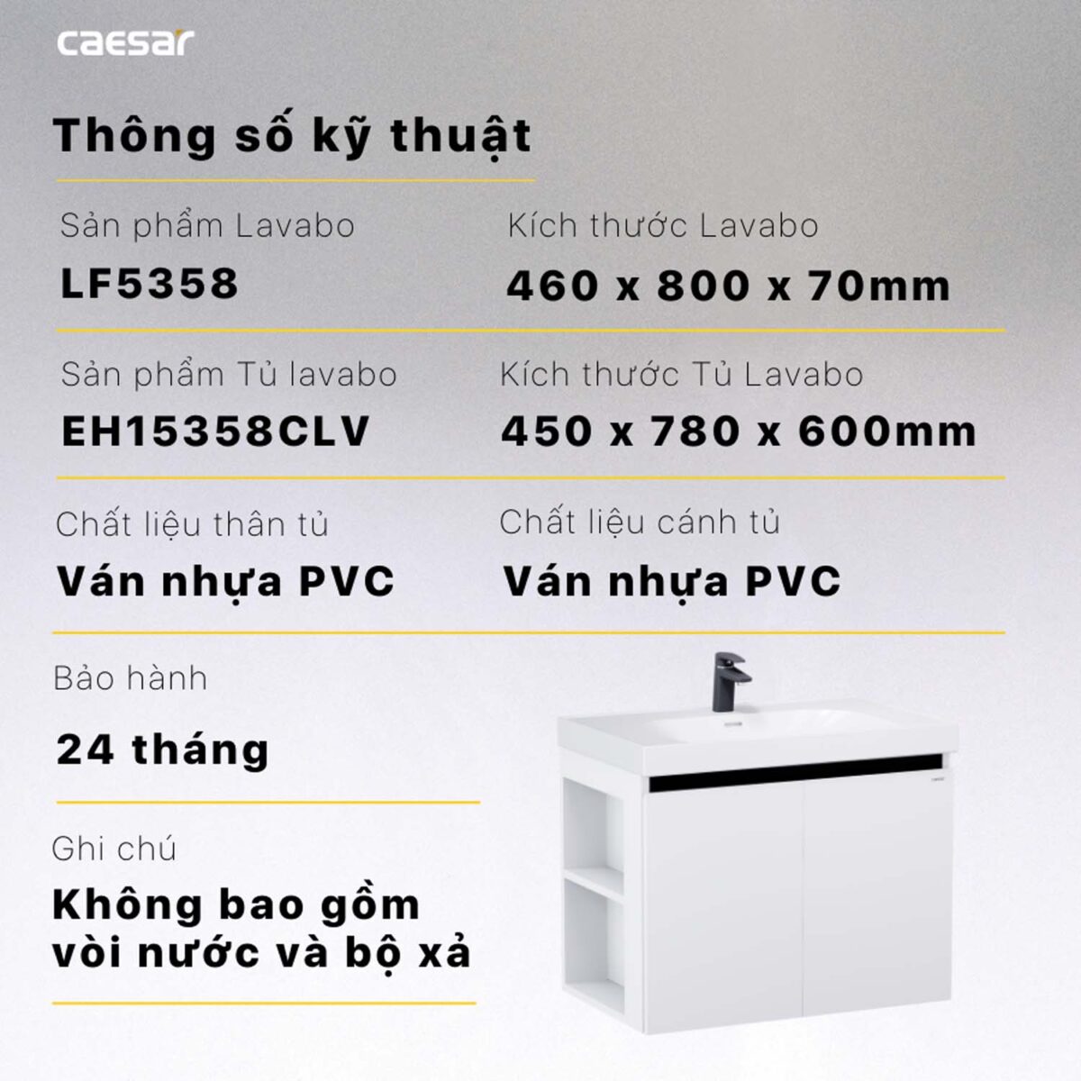 Tủ lavabo CAESAR LF5358 EH15358CLV - Ảnh 2