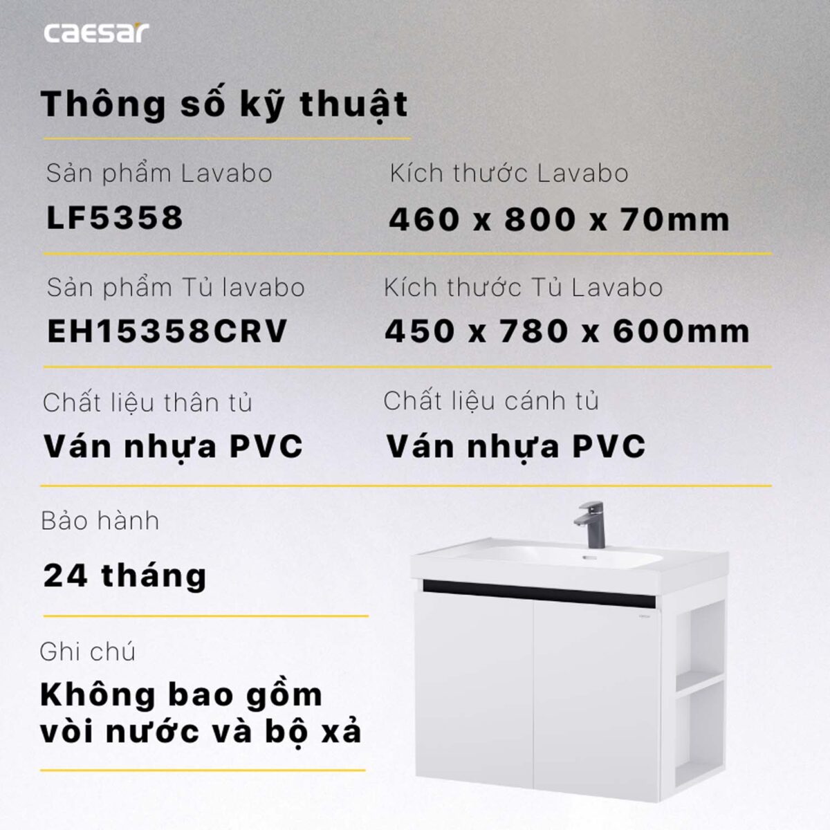 Tủ lavabo CAESAR LF5358 EH15358CRV - Ảnh 2