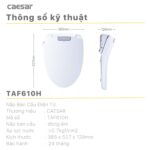 Bồn cầu thông minh CAESAR CD1342 TAF610H nắp rửa điện tử - Ảnh 3