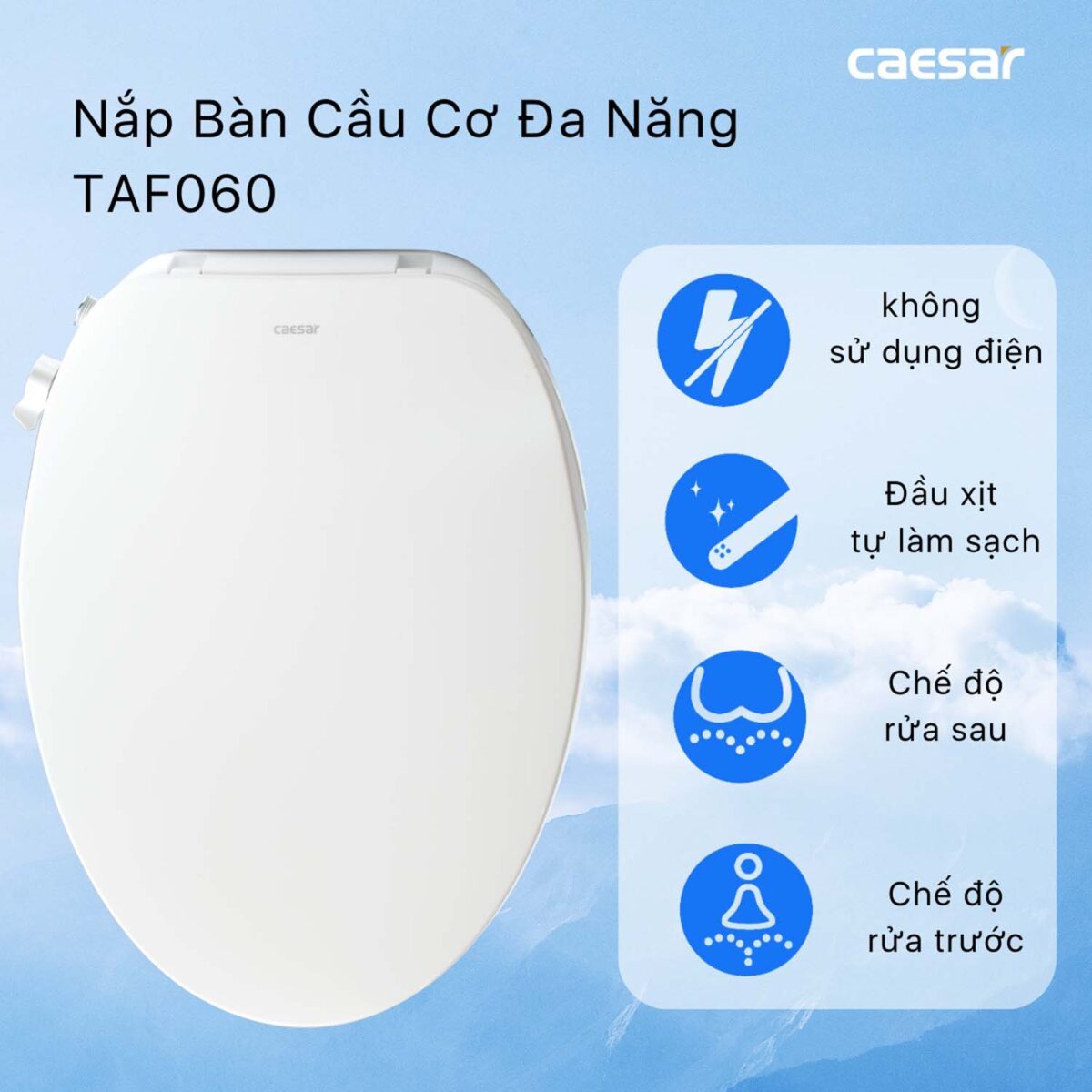 Bồn cầu thông minh CAESAR CD1342 TAF060 nắp rửa cơ - Ảnh 9