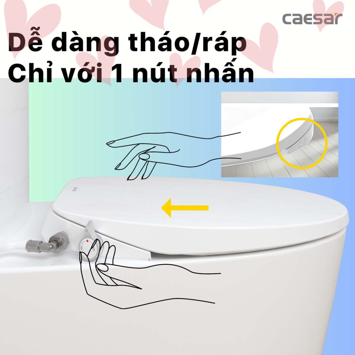 Bồn cầu thông minh CAESAR CD1342 TAF060 nắp rửa cơ - Ảnh 13