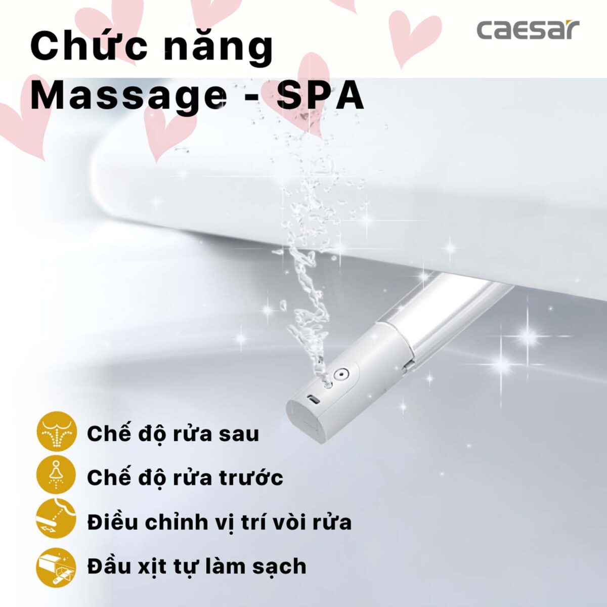Bồn cầu thông minh CAESAR CD1342 TAF400H nắp rửa điện tử - Ảnh 12