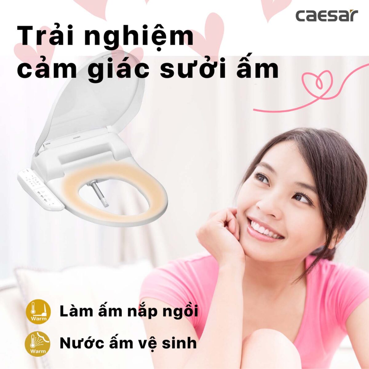 Bồn cầu thông minh CAESAR CD1342 TAF400H nắp rửa điện tử - Ảnh 14