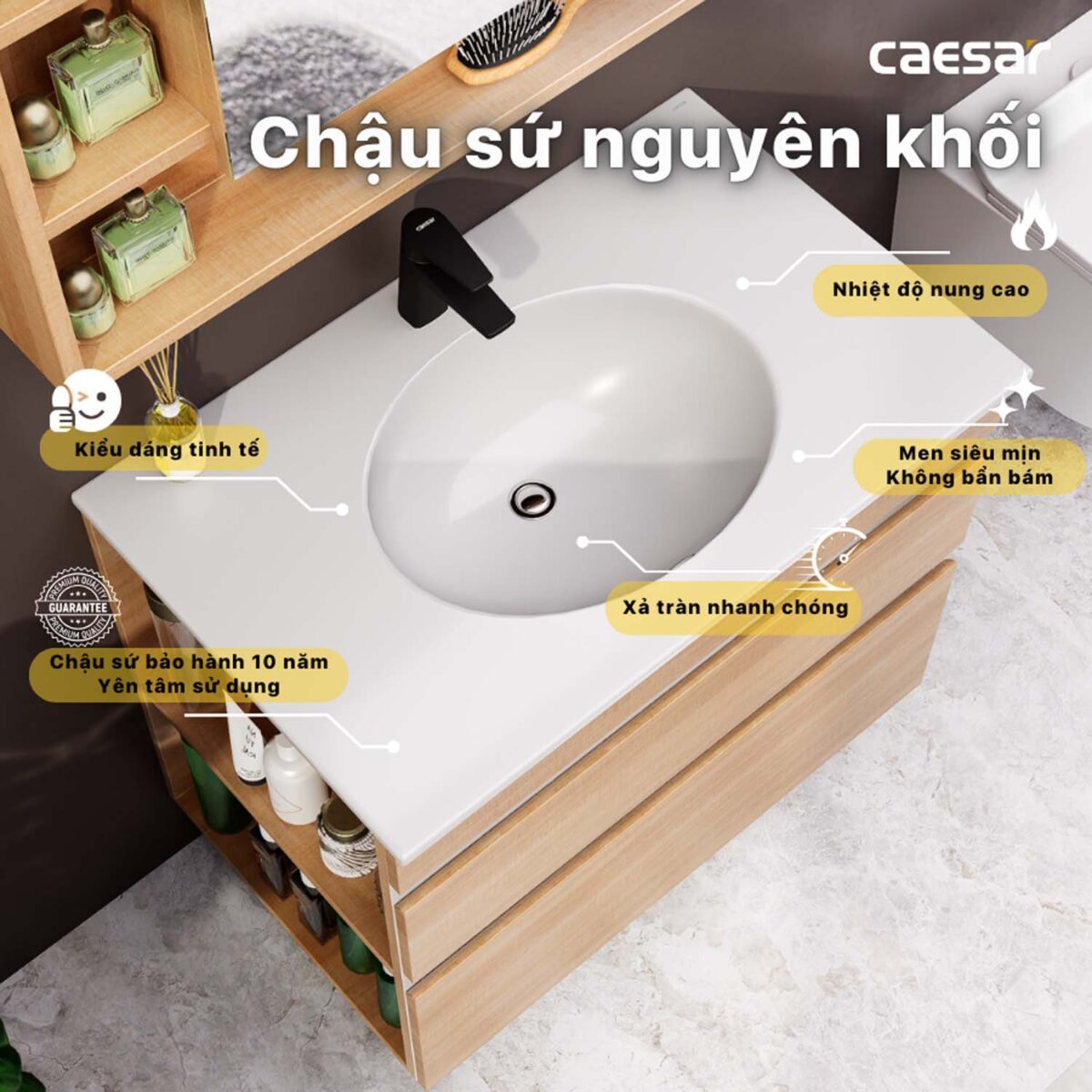 Tủ lavabo CAESAR LF5026 EH15026DDLW7V - Ảnh 6