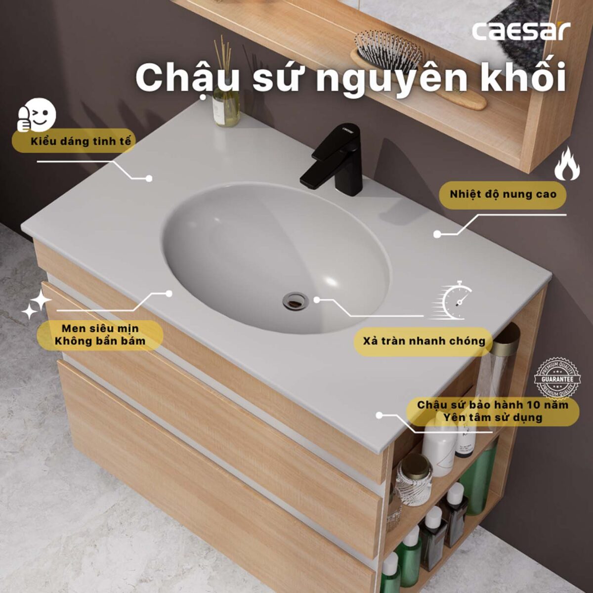 Tủ lavabo CAESAR LF5026 EH15026DDRW7V - Ảnh 6