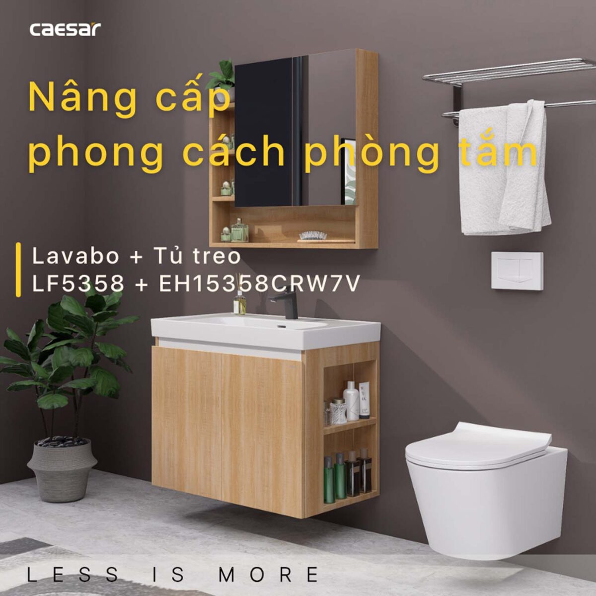 Tủ lavabo CAESAR LF5358 EH15358CRW7V - Ảnh 3