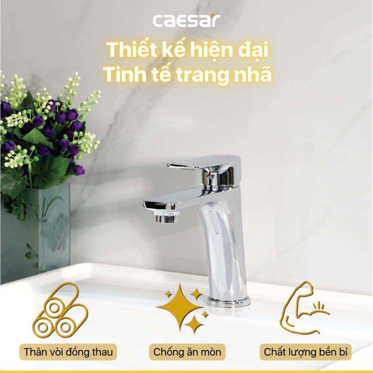 Vòi lavabo CAESAR B500CU nóng lạnh - Ảnh 7