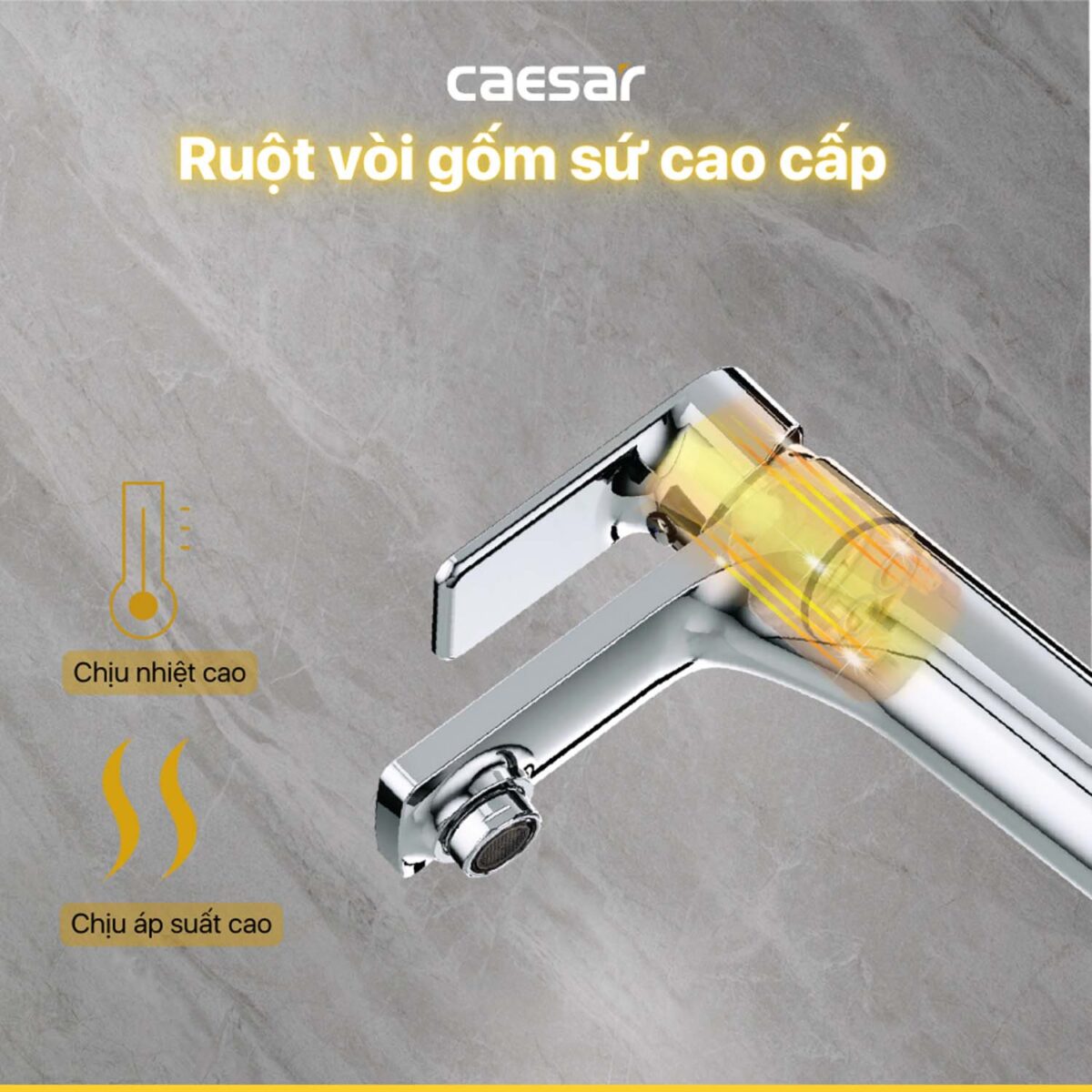 Vòi lavabo CAESAR B500CU nóng lạnh - Ảnh 10