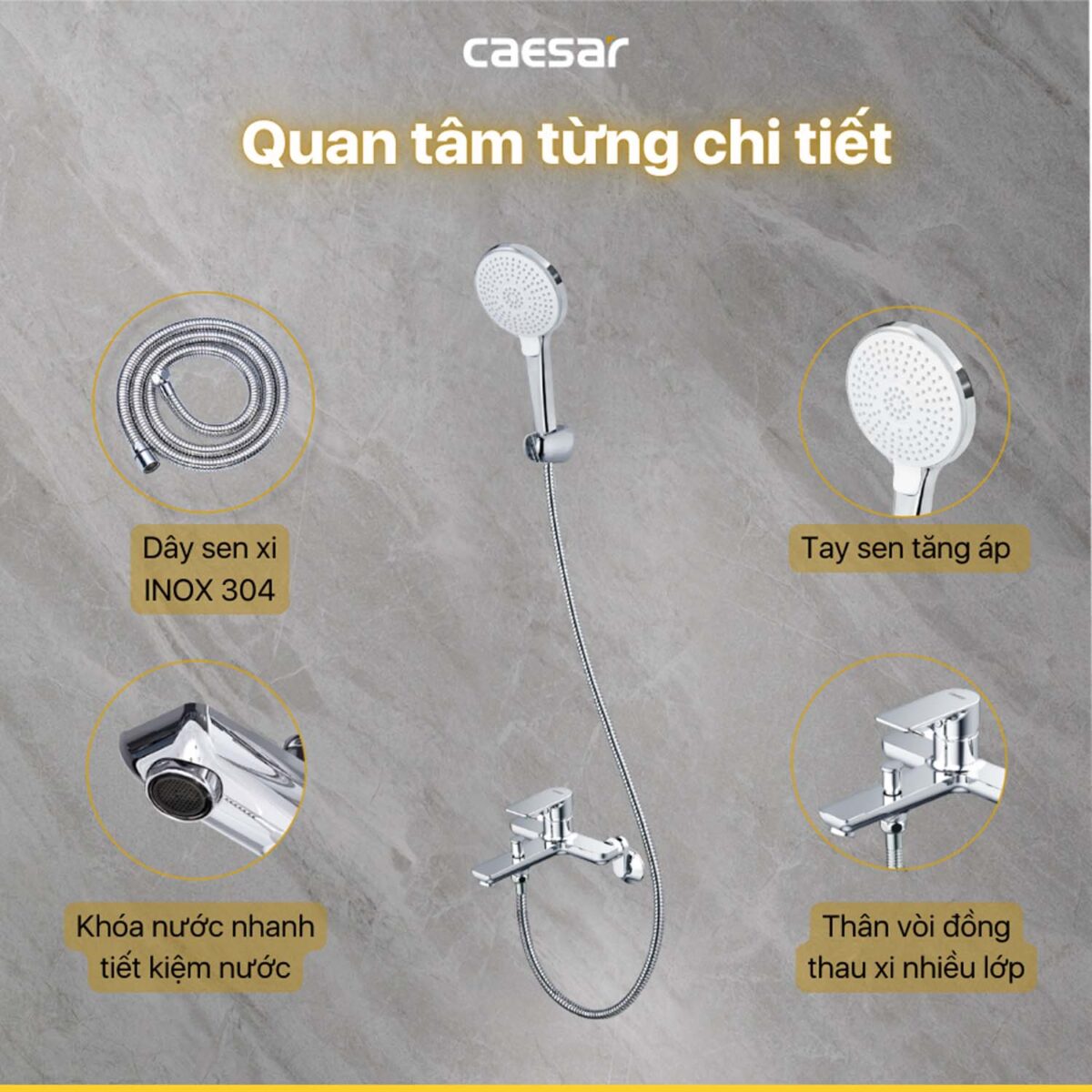 Vòi sen tắm CAESAR S503C nóng lạnh - Ảnh 5