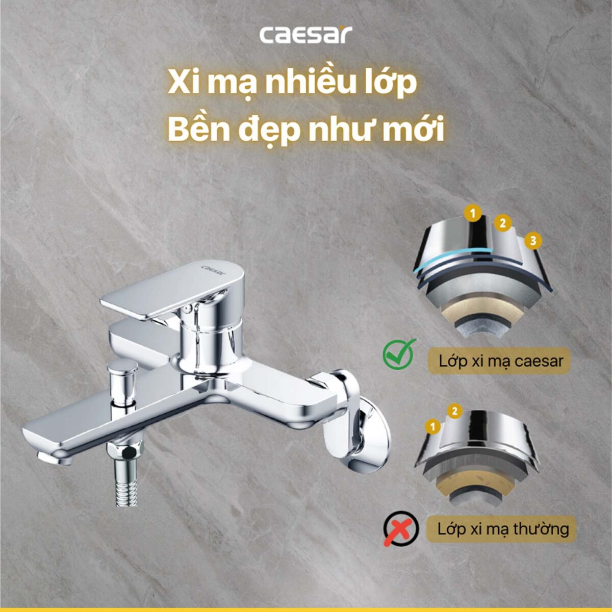 Vòi sen tắm CAESAR S503C nóng lạnh - Ảnh 7
