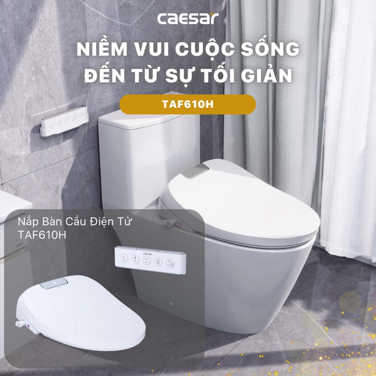 Bồn cầu thông minh CAESAR CD1342 TAF610H nắp rửa điện tử - Ảnh 9