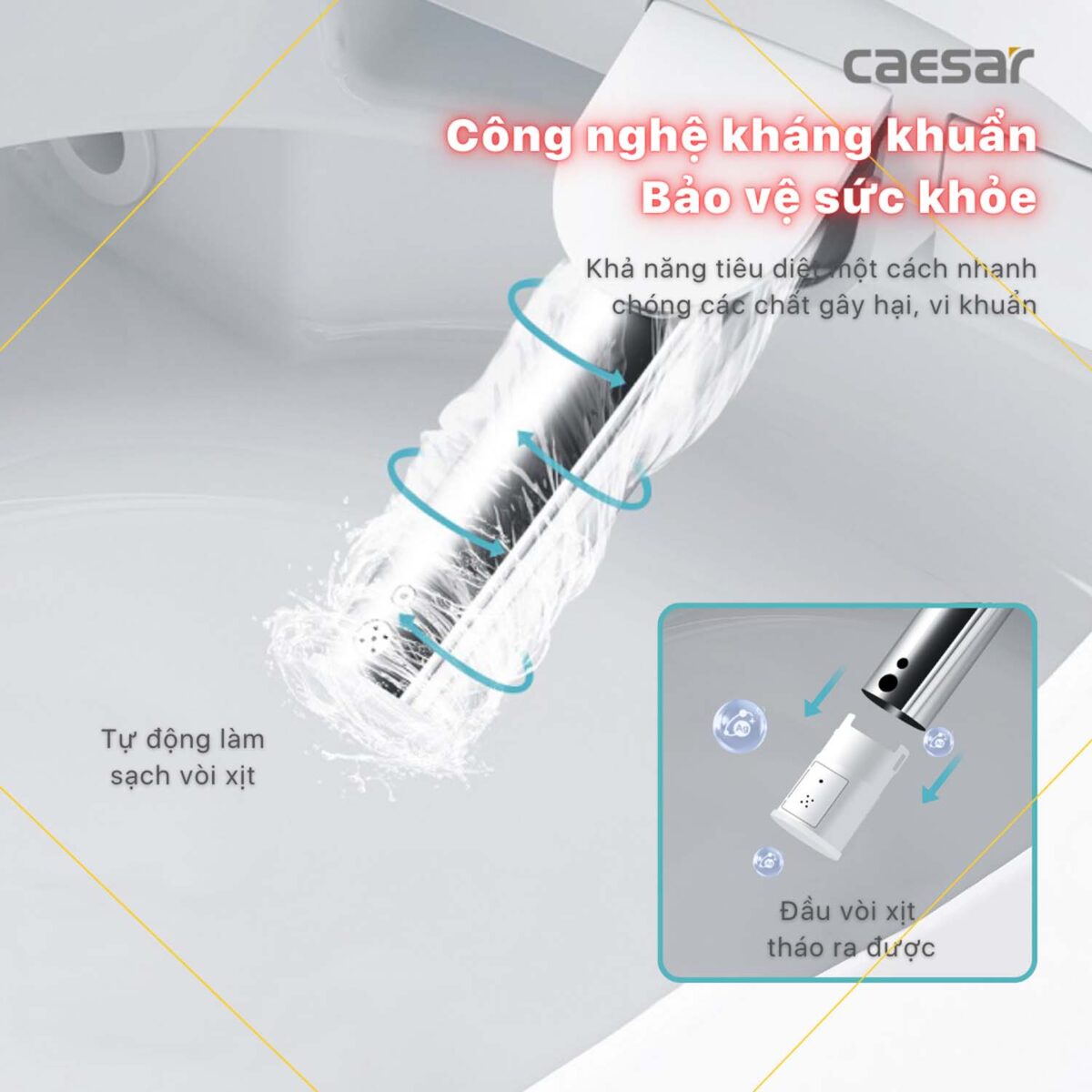 Bồn cầu thông minh CAESAR CD1342 TAF610H nắp rửa điện tử - Ảnh 14