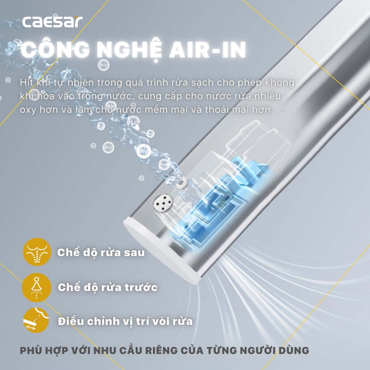 Bồn cầu thông minh CAESAR CD1342 TAF610H nắp rửa điện tử - Ảnh 16