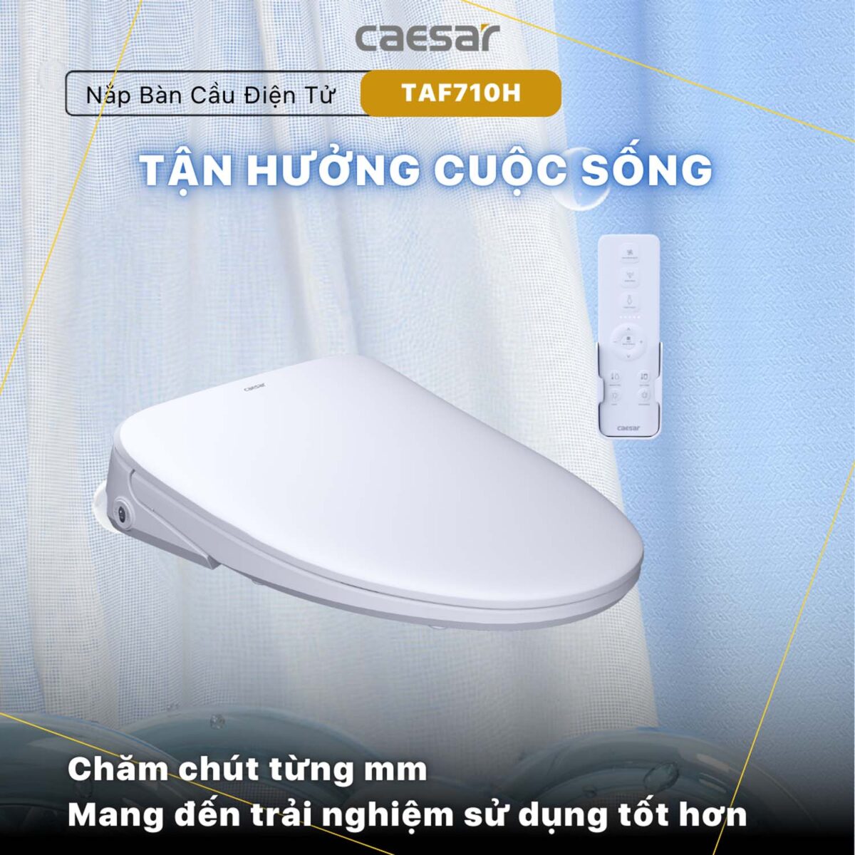 Bồn cầu thông minh CAESAR CD1342 TAF710H nắp rửa điện tử - Ảnh 8