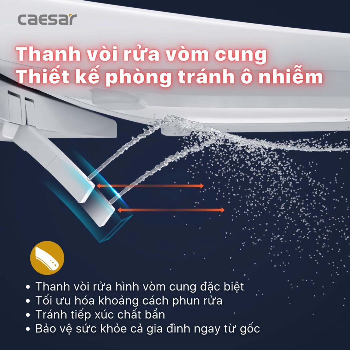 Bồn cầu thông minh CAESAR CD1342 TAF710H nắp rửa điện tử - Ảnh 23