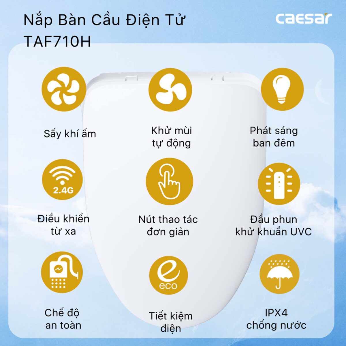 Bồn cầu thông minh CAESAR CD1342 TAF710H nắp rửa điện tử - Ảnh 11