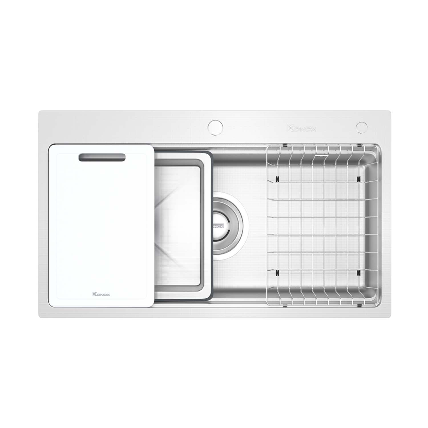 Chậu rửa bát inox KONOX KN8751TS Dekor 1 hố