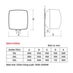 Bình nóng lạnh PICENZA S20LUX 20L vuông - Ảnh 2