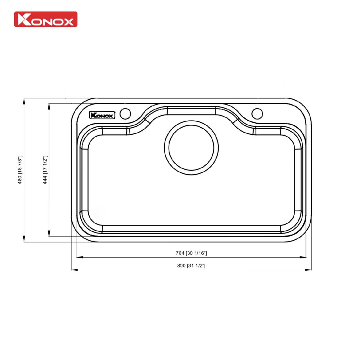 Chậu rửa bát inox KONOX Dekor 8048SU 1 hố - Ảnh 2
