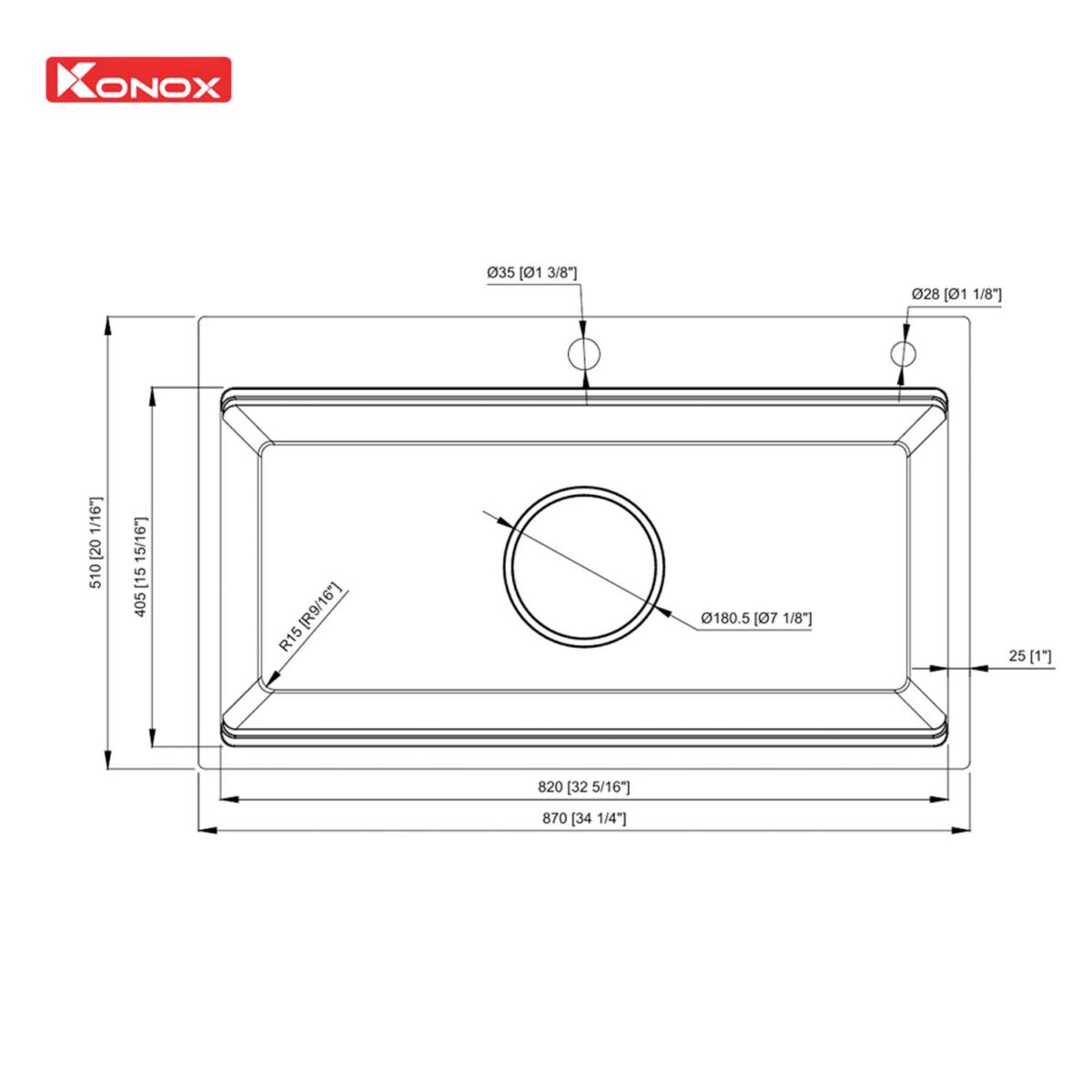 Chậu rửa bát inox KONOX KN8751TS Dekor 1 hố - Ảnh 2