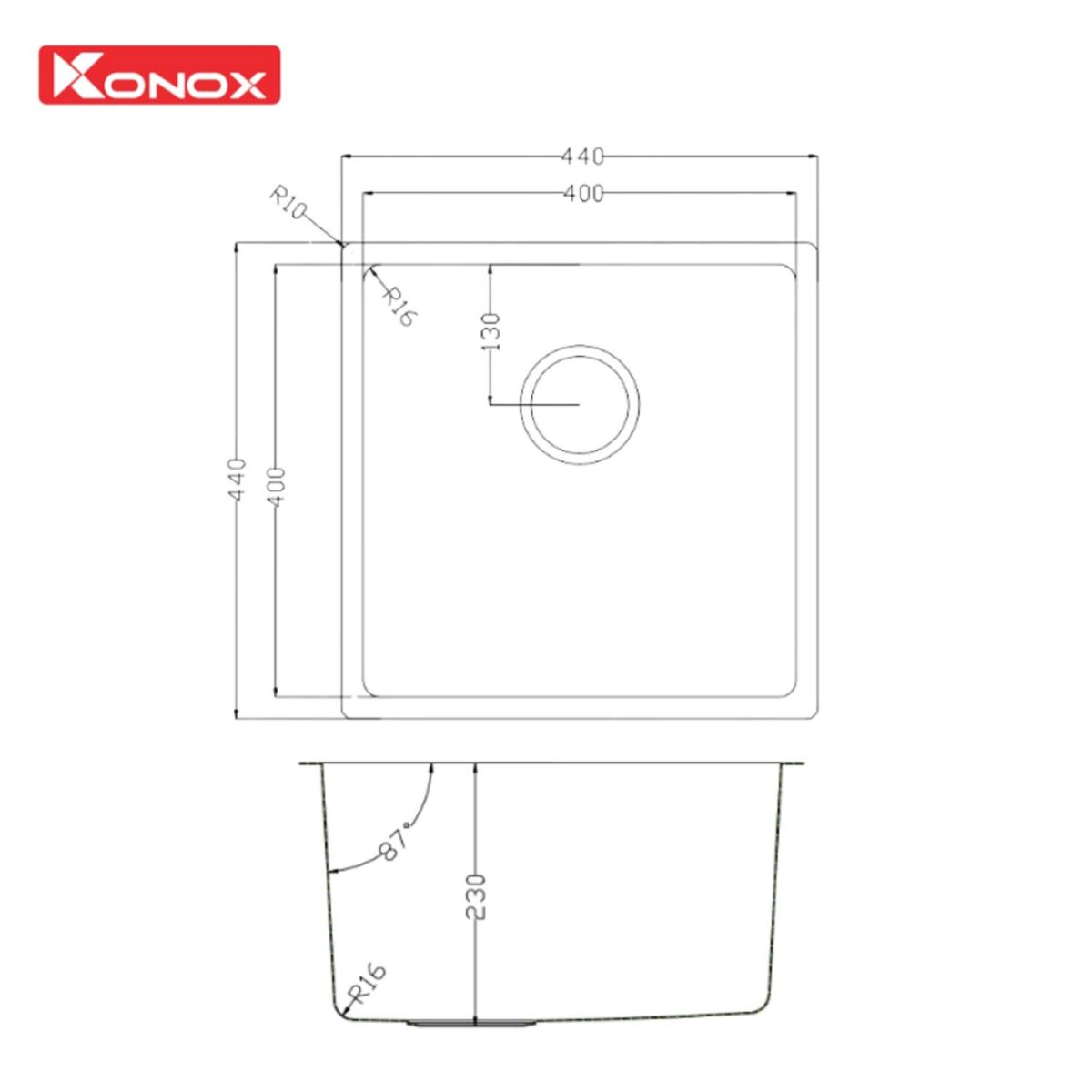 Chậu rửa bát inox KONOX Tari 400SM 1 hố - Ảnh 2