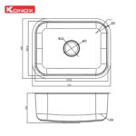 Chậu rửa bát inox KONOX Tari 5744SM 1 hố - Ảnh 2