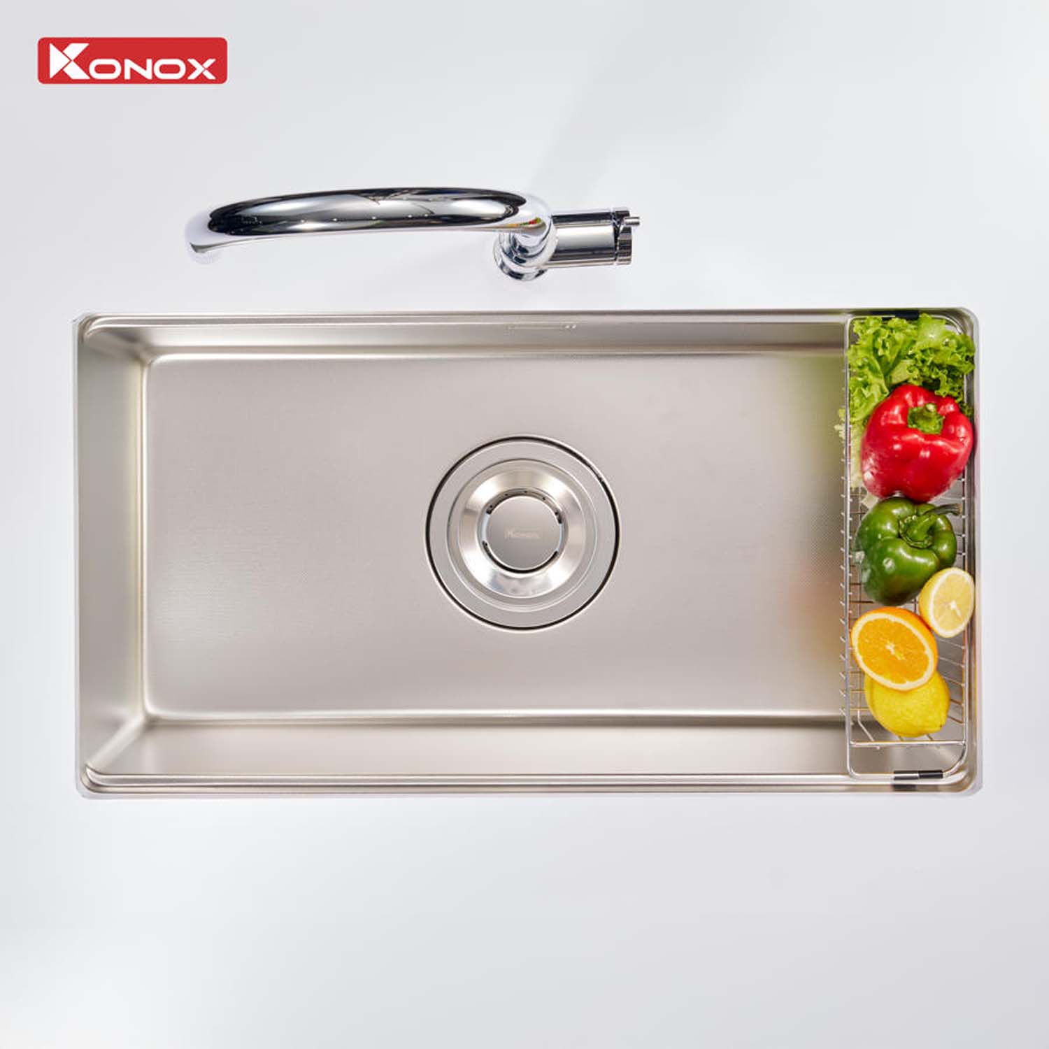 Chậu rửa bát inox KONOX Dekor 8044SU 1 hố 10 hinh anh thuc te Chau rua bat inox KONOX Dekor 8044SU 1 ho 3