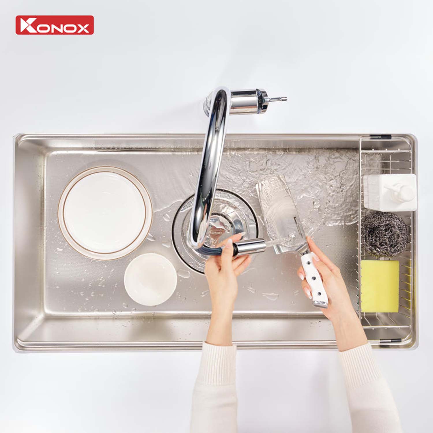 Chậu rửa bát inox KONOX Dekor 8044SU 1 hố 7 hinh anh thuc te Chau rua bat inox KONOX Dekor 8044SU 1 ho 6