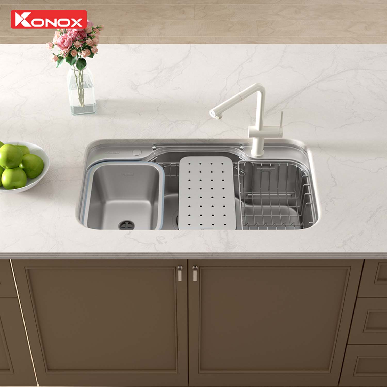 Chậu rửa bát inox KONOX Dekor 8048SU 1 hố 3 hinh anh thuc te Chau rua bat inox KONOX Dekor 8048SU 1 ho 1