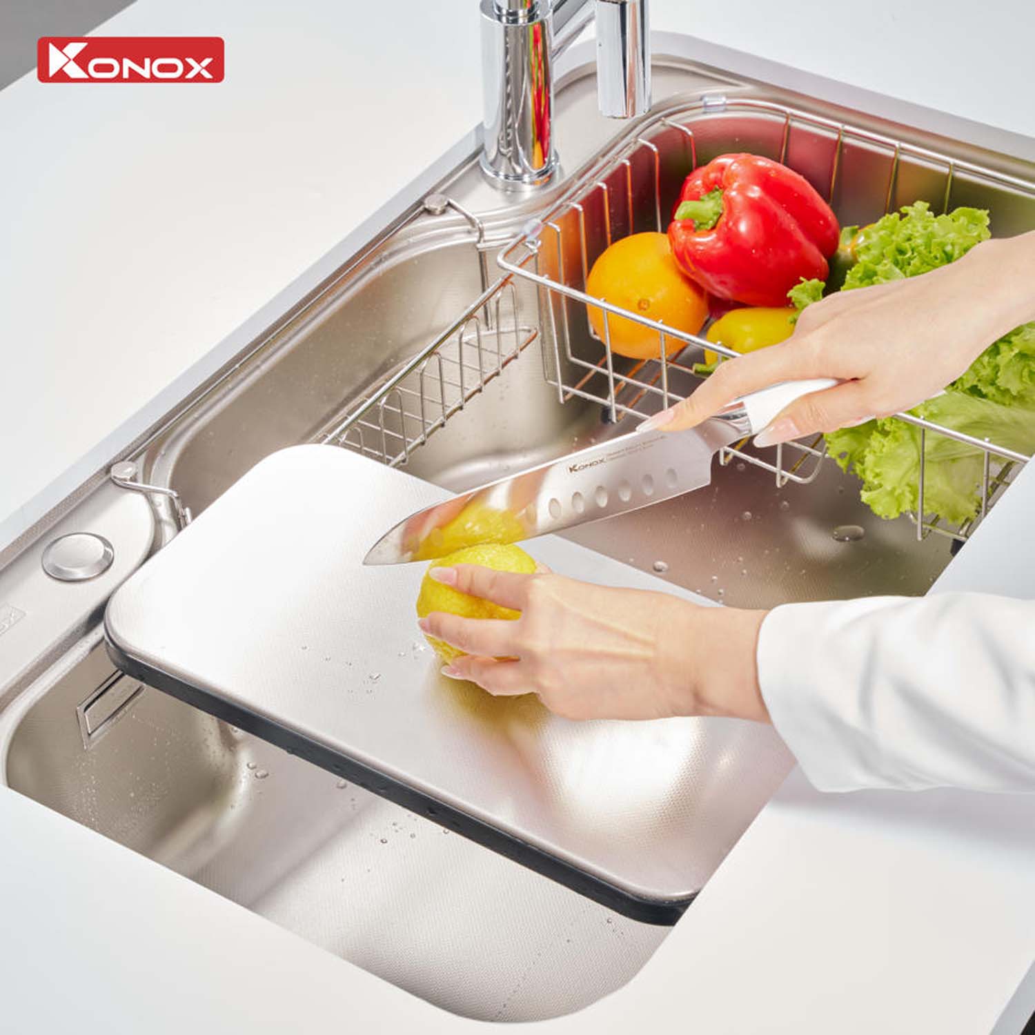 Chậu rửa bát inox KONOX Dekor 8048SU 1 hố 10 hinh anh thuc te Chau rua bat inox KONOX Dekor 8048SU 1 ho 3