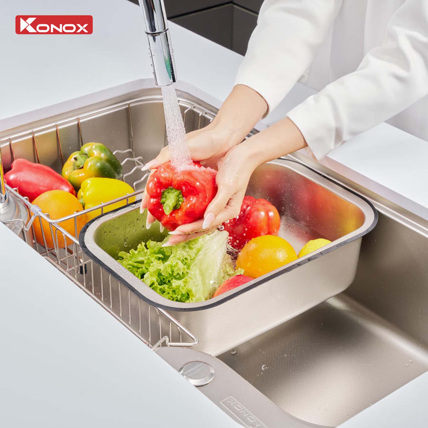 Chậu rửa bát inox KONOX Dekor 8048SU 1 hố 8 hinh anh thuc te Chau rua bat inox KONOX Dekor 8048SU 1 ho 5