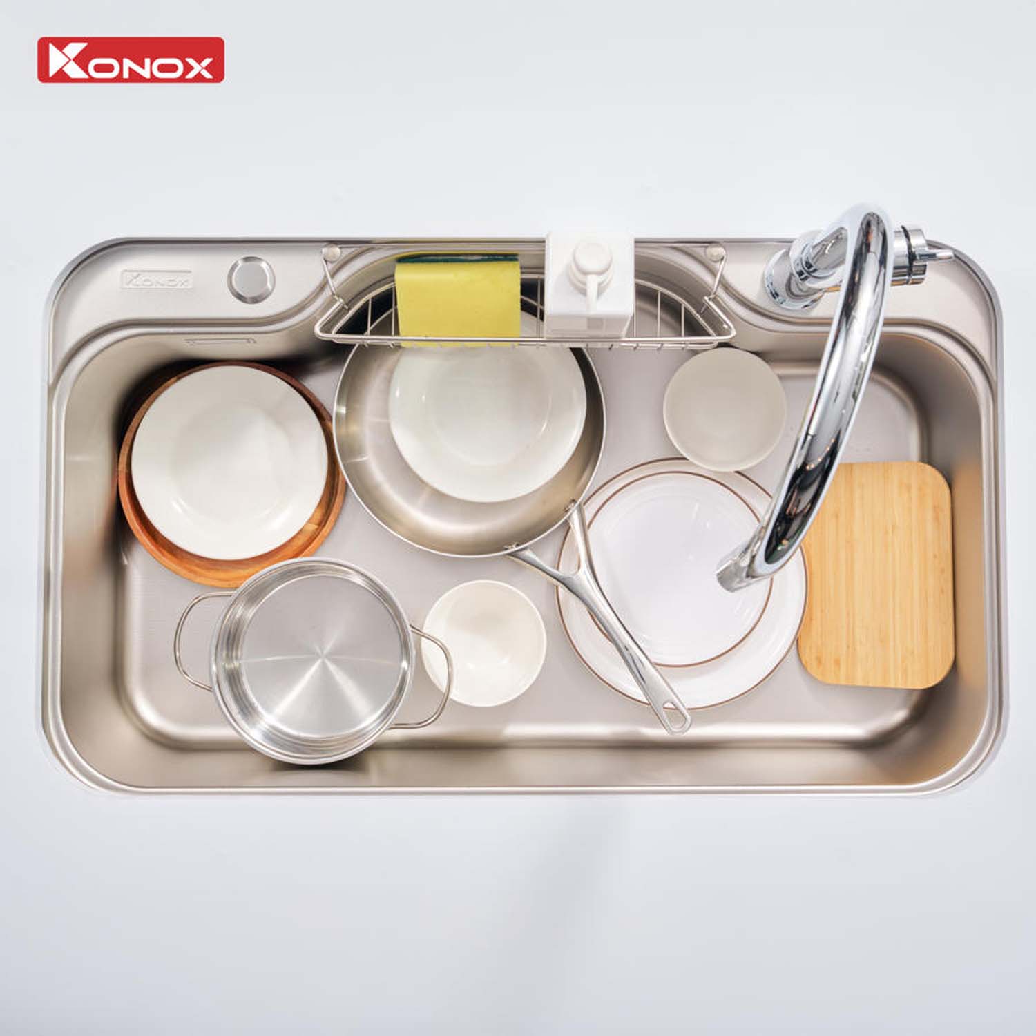 Chậu rửa bát inox KONOX Dekor 8048SU 1 hố 4 hinh anh thuc te Chau rua bat inox KONOX Dekor 8048SU 1 ho 9