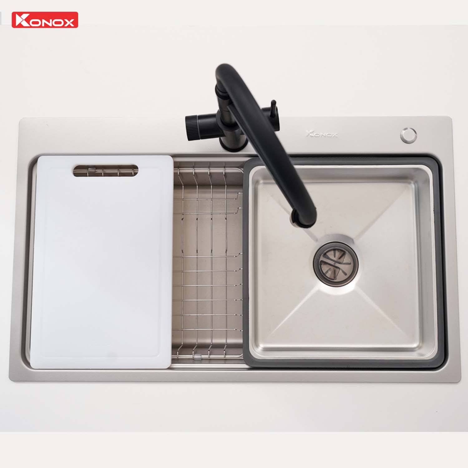 Chậu rửa bát inox KONOX KN8048TS Dekor 1 hố 14 hinh anh thuc te Chau rua bat inox KONOX KN8048TS Dekor 1 ho 6