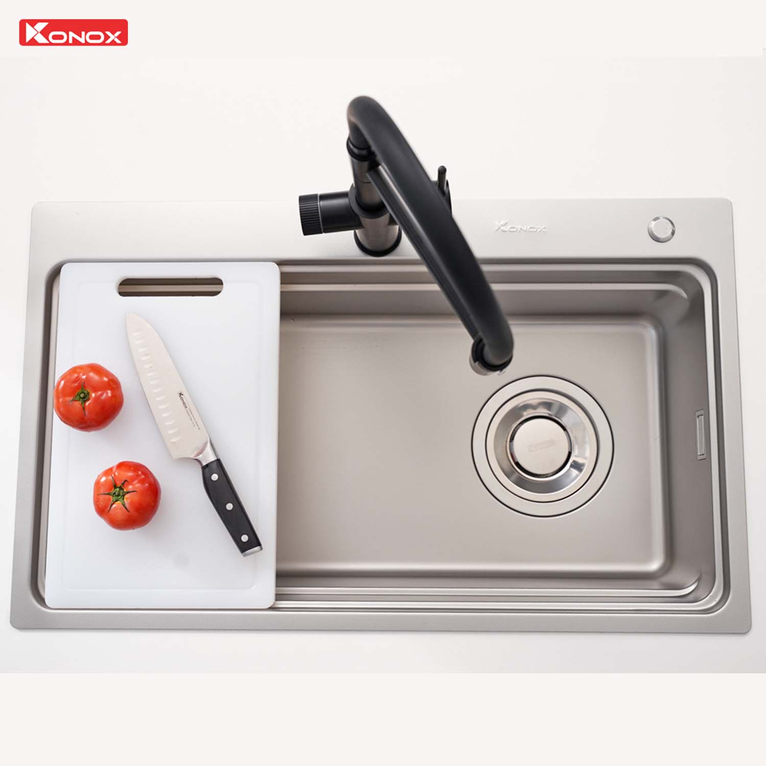 Chậu rửa bát inox KONOX KN8048TS Dekor 1 hố 13 hinh anh thuc te Chau rua bat inox KONOX KN8048TS Dekor 1 ho 7
