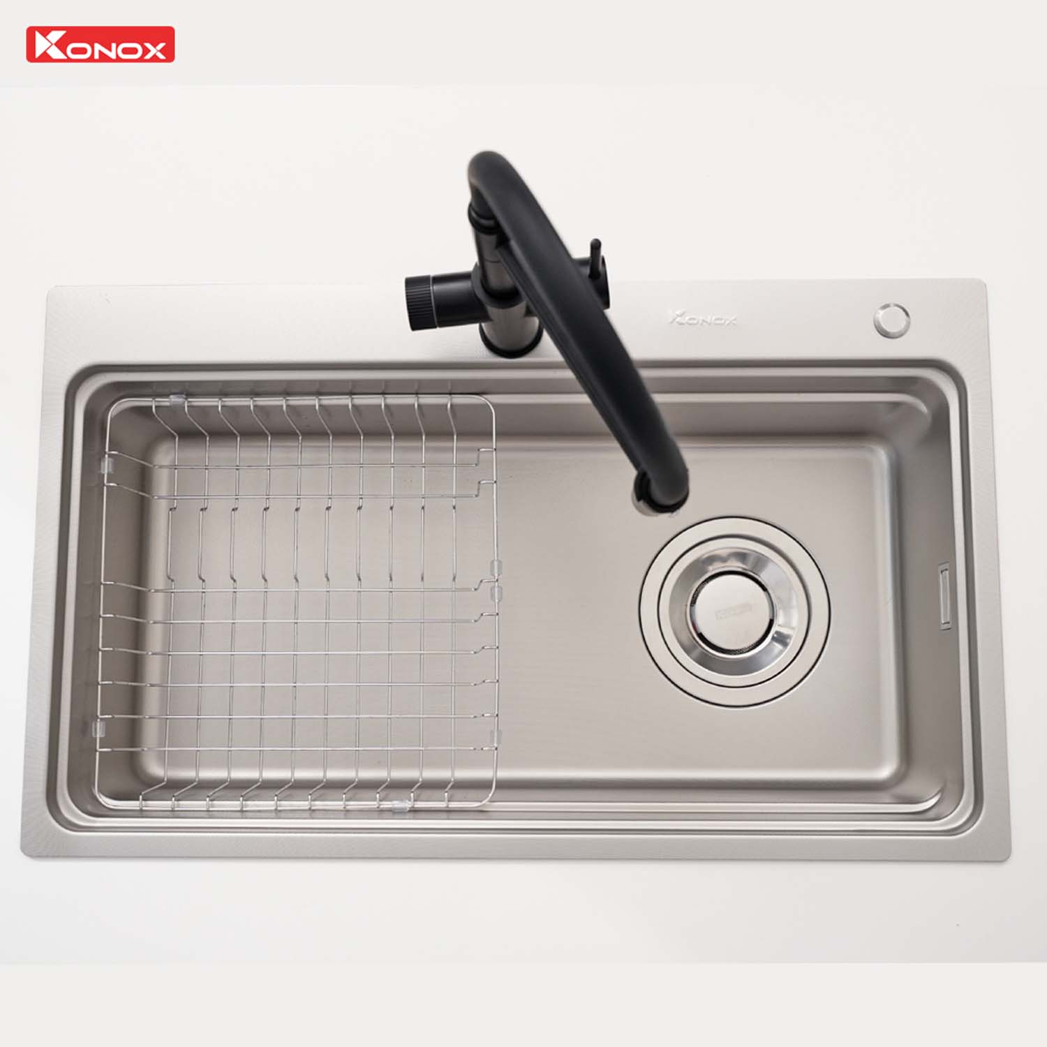 Chậu rửa bát inox KONOX KN8048TS Dekor 1 hố 12 hinh anh thuc te Chau rua bat inox KONOX KN8048TS Dekor 1 ho 8