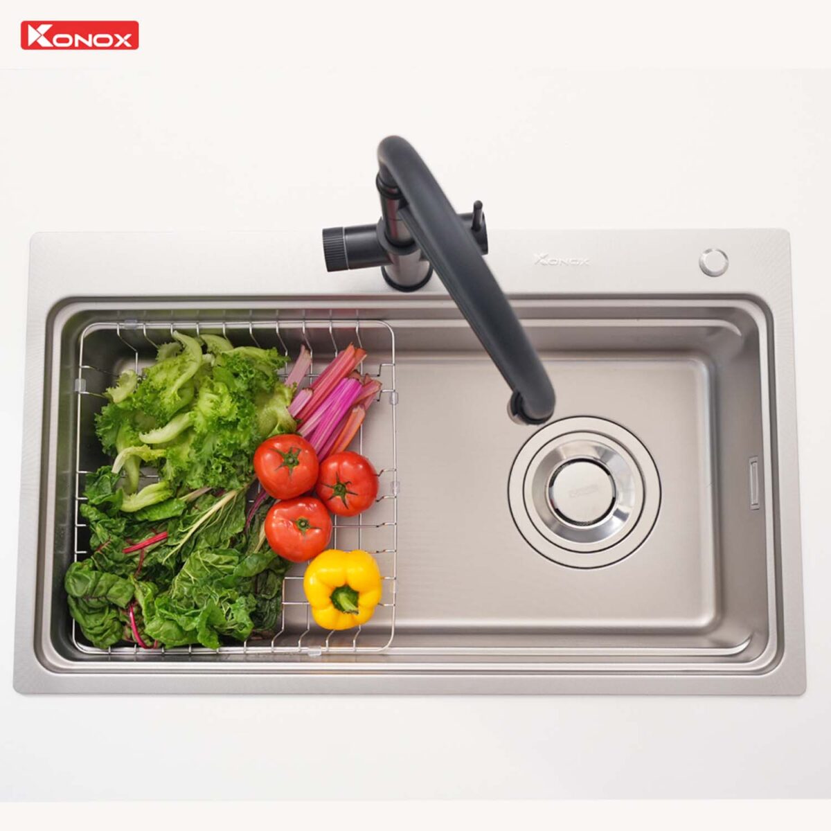 Chậu rửa bát inox KONOX KN8048TS Dekor 1 hố - Ảnh 12