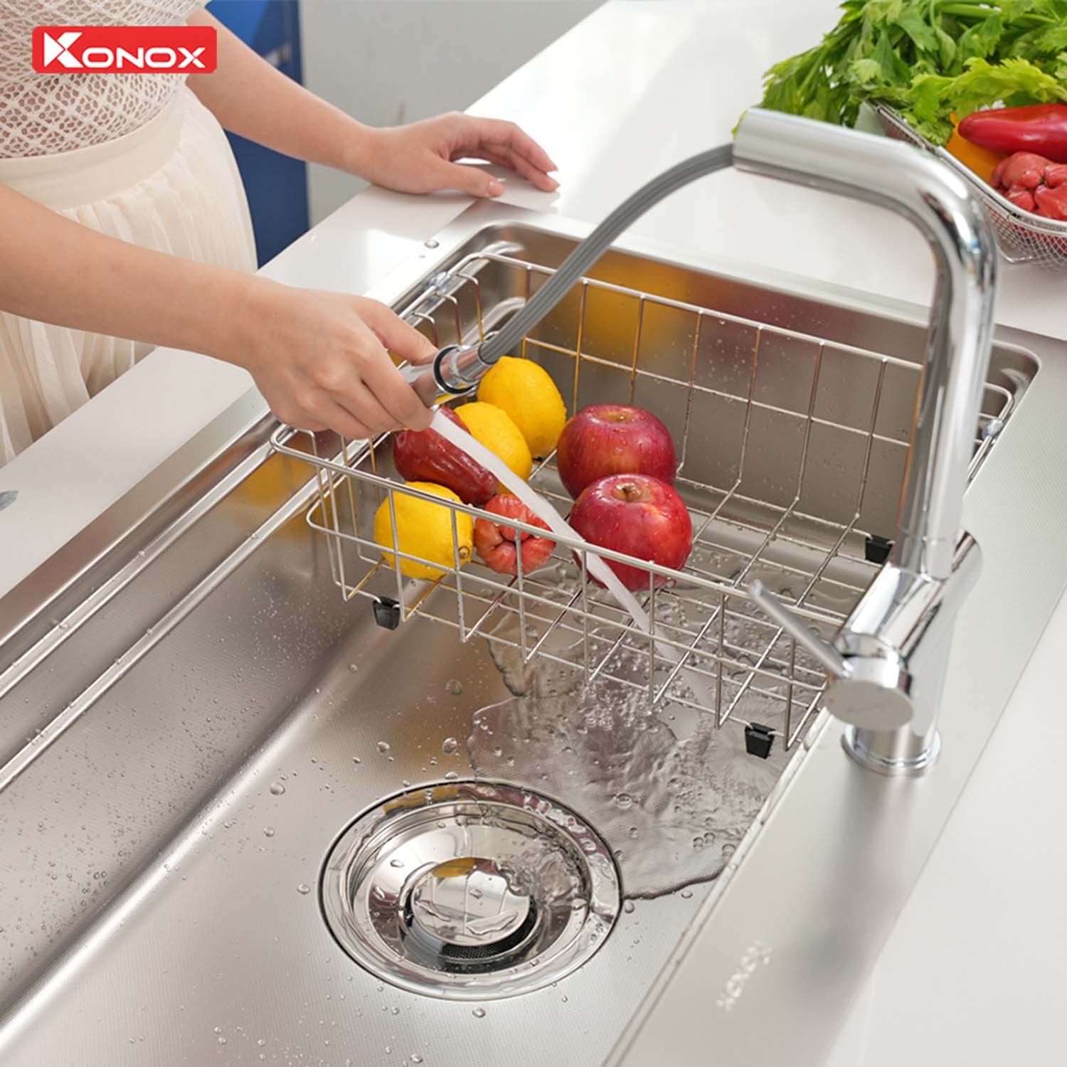 Chậu rửa bát inox KONOX KN8751TS Dekor 1 hố 8 hinh anh thuc te Chau rua bat inox KONOX KN8751TS Dekor 1 ho 11