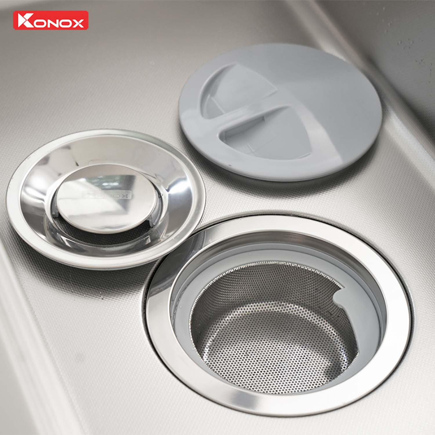 Chậu rửa bát inox KONOX KN8751TS Dekor 1 hố 7 hinh anh thuc te Chau rua bat inox KONOX KN8751TS Dekor 1 ho 12