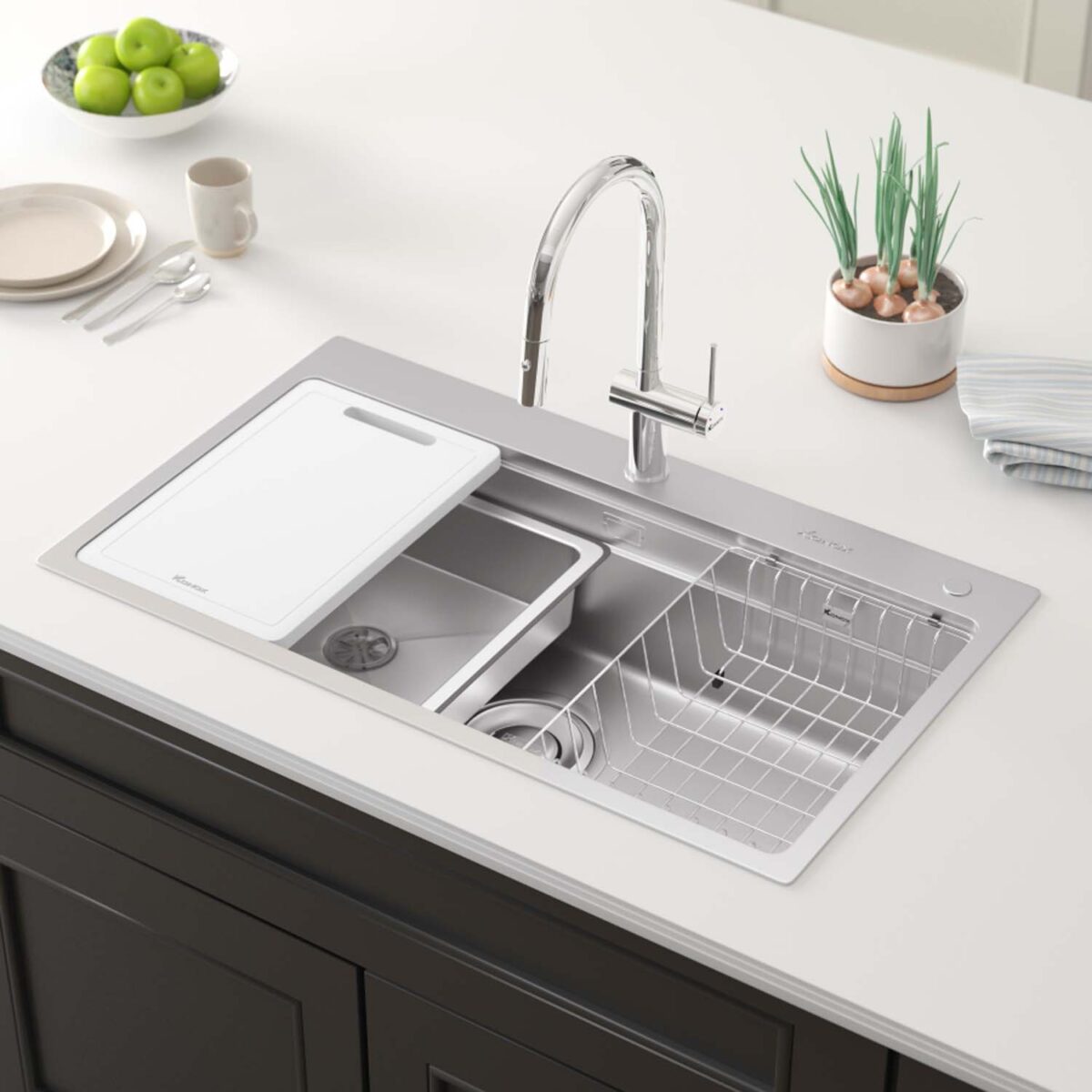 Chậu rửa bát inox KONOX KN8751TS Dekor 1 hố - Ảnh 7